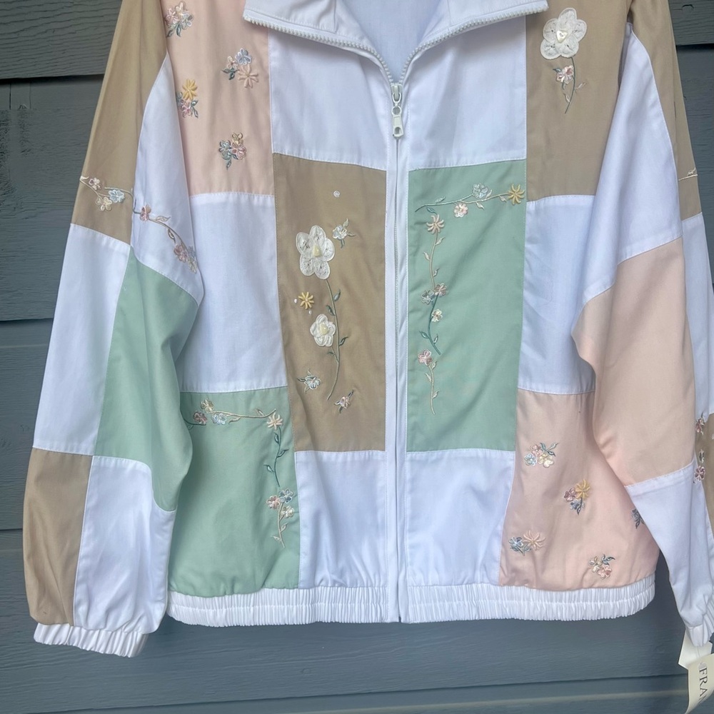 VINTAGE 90’S KORET FRANCISCA PASTEL FLORAL COLORBLOCK JACKET SIZE L NEW - Picture 3 of 14